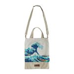 Grupo Erik Bolso Hokusai - Bolso Tote Ola Kanagawa con Asas Cómodas - Shopper 42x34cm / Bolsa de Tela - Reutilizable - Plegable - Accesorios