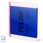 Cuaderno A4 Con Espiral Y Tapa Dura, 80 Hojas Blancas De 95 Gr/m, Colección Milan Nata 624 Since 1918, Azul