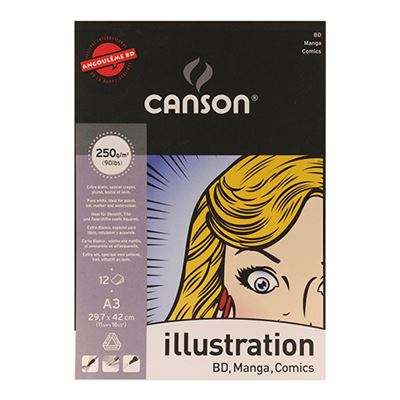 Bloc Encolado A3 canson illustration liso 250 12 12h. 250gr