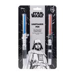 Bolígrafos Star Wars Sable láser con LUZ - 2 Bolígrafos de metal, tinta negra con Caja Regalo l Bonitos bolígrafos, Star Wars Merchandising