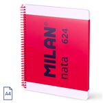 Cuaderno A4 Con Espiral Y Tapa Dura, 80 Hojas Blancas De 95 Gr/m, Colección Milan Nata 624 Since 1918, Rosa