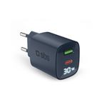 Cargador de pared SBS Power Control con pantalla LCD 30W USB-C/USB-A Azul oscuro
