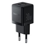 Cargador de pared compacto Baseus Palm Fast Charger USB-C/USB-A 30W EU Negro