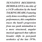 Tentative Decisions Demos & Liv - 3 CDs