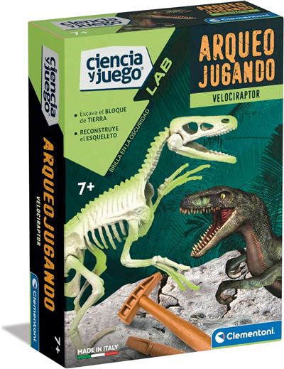 Ciencia y juego arqueojugando velociraptor fosforescente