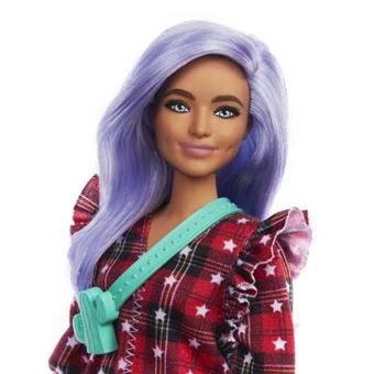 Muñeca Mattel GRB49 Barbie Fashionista con pelo violeta, vestido de cuadros  rojo y accesorios de moda - Figura pequeña - Comprar en Fnac