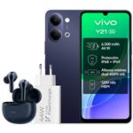Bundle Vivo Y21 5G 6,74" 256GB Voyage Black + Auriculares Vivo con estuche de carga + Cargador Vivo 44W FlashCharge
