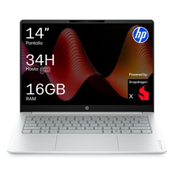 Ordenador portátil HP OmniBook 3 Laptop Next Gen AI 14-hz0011nsx, Copilot+ PC, Snapdragon X1-26-100, 16GB RAM, 512GB SSD, Qualcomm Adreno GPU, Windows 11 Home, 14" 2K, Plata