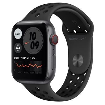 Apple Watch S6 Nike 44 mm LTE Caja de aluminio Gris espacial y correa Nike Sport Antracita/Negro