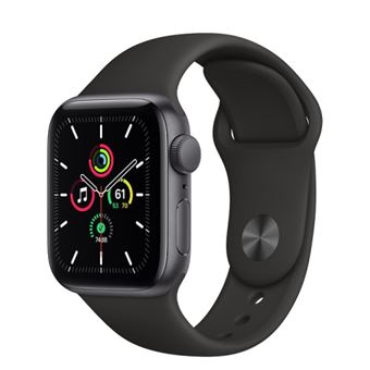 Apple Watch SE 40 mm GPS, Caja de aluminio en gris espacial y correa deportiva Negro