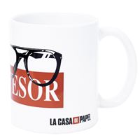 Taza Casa Papel gafas taz025 grupo erik desayuno profesor blanca con rojo las