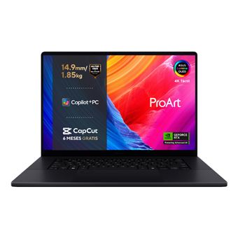 Ordenador portátil Gaming Asus ProArt P16 OLED H7606WP-SC107W Copilot+ PC, AMD Ryzen AI 9 HX 370, 32GB RAM, 1TB SSD, NVIDIA GeForce RTX 5070, Windows 11 Home, 16" WQUXGA Negro Nano