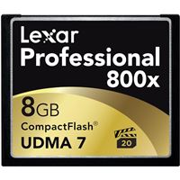 Tarjeta de memoria Compact Flash Lexar 800X 8GB Negro