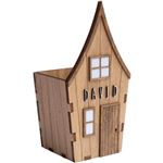 Vintiun Portalápices Personalizable Con Forma De Casita Con Kit De Letras Pegatinas Madera