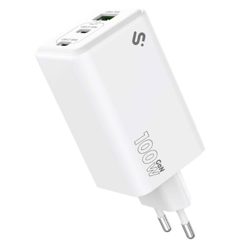 Cargador De Pared Subblim Gan 100w 2x Usb-c + 1x Usb-a Blanco