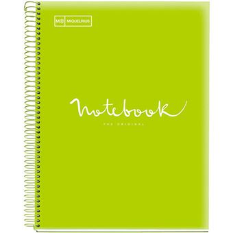 Cuaderno A5 microperforado Miquelrius Emotions cuadrícula 5x5 mm lima