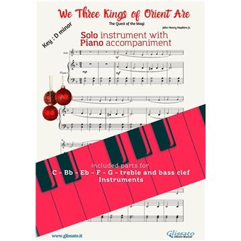 We Three Kings of Orient Are (key Dm) for solo instrument w/ piano - 1