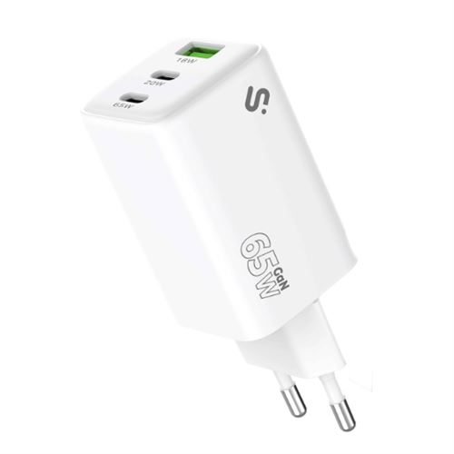 Cargador De Pared Subblim Gan 65w 2x Usb-c + 1x Usb-a Blanco