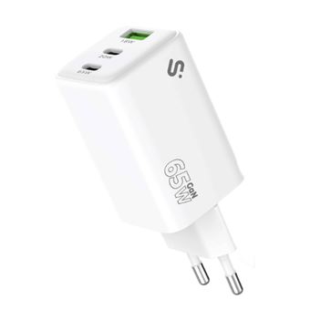 Cargador de pared Subblim GaN 65W 2x USB-C + 1x USB-A Blanco - 1