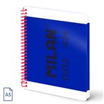 Cuaderno A5 Con Espiral Y Tapa Dura, Papel A Líneas (7 Mm), 80 Hojas De95 Gr/m, Colección Milan Nata 624 Since 1918, Azul