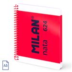 Cuaderno A5 Con Espiral Y Tapa Dura, Papel A Líneas (7 Mm), 80 Hojas De95 Gr/m, Colección Milan Nata 624 Since 1918, Rosa