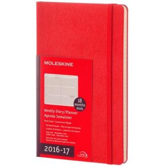 Agenda Semanal Horizontal 2016-17 Moleskine Tapa dura L Color rojo