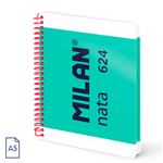 Cuaderno A5 Con Espiral Y Tapa Dura, 80 Hojas Blancas De 95 Gr/m, Colección Milan Nata 624 Since 1918, Verde
