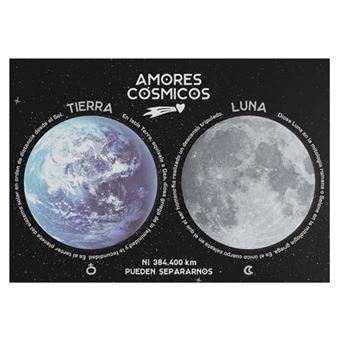 Set de 2 notas adhesivas Amores cósmicos Tierra y Luna