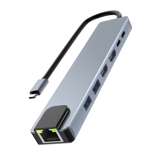 Tnb Gris Hub T'nb Usb-C 7 En 1 Iclick Con Pantalla Dual 4K Espacial