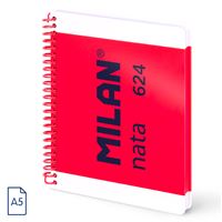 Cuaderno A5 con espiral y tapa dura, 80 hojas blancas de 95 gr/m, colección MILAN nata 624 since 1918, rosa