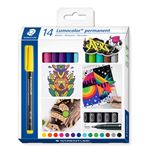 Estuche Cartón 14 Rotuladores Permanentes Staedtler Lumocolor, Colores Surtidos