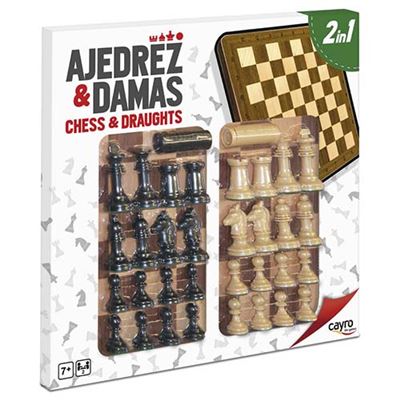 Tablero ajedrez y damas con accesorios cayro
