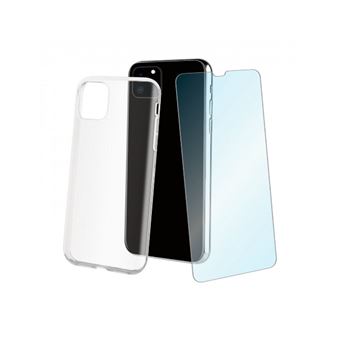 Funda Muvit Cristal Soft Transparente + Protector de pantalla Cristal templado para iPhone 11 Pro Max