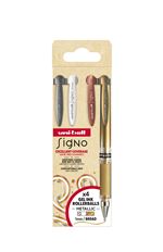 Set De 4 Piezas Uniball Signo Broad N01 Um-153 Blanco / Oro / Plata / Bronce