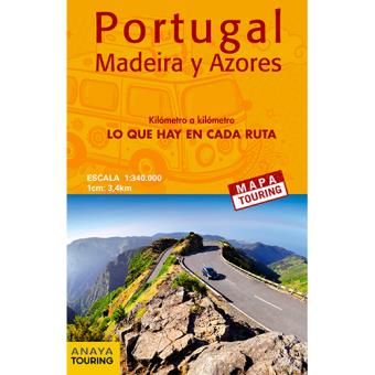 Mapa Touring: Mapa de carreteras de Portugal, Madeira y Azores. Desplegable
