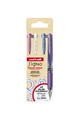 Set De 4 Piezas Uniball Signo Broad N02 Um-153 4P Rosa / Lila / Blanco / Azul