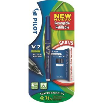 Rotulador v7 azul + 3 recambios gratis