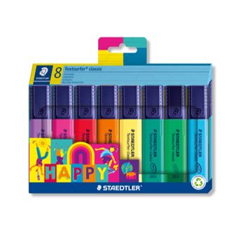 Caja con 8 marcadores fluorescentes STAEDTLER Textsurfer Classic Happy -  Subrayador - Los mejores precios