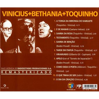 Vinicius + Bethania + Toquinho - CD - Maria Bethânia - Toquinho