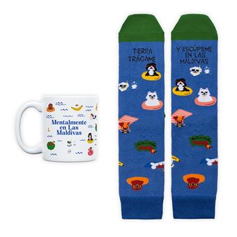 Kit Taza UO + Calcetines UO "Tierra trágame y escúpeme en las Maldivas" talla 36-41 - 1