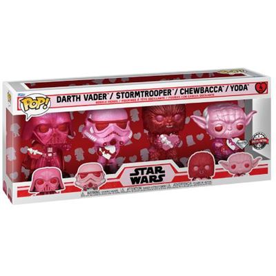 Figura Funko Star Wars Ed San Valentín Pack 4: Darth Vader Stormtrooper  Chewbacca Yoda - Figura grande - Los mejores precios
