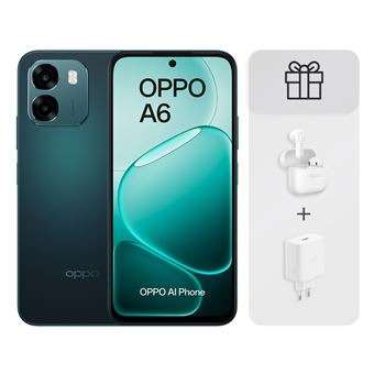Bundle OPPO A6 6,75" 256GB Sapphire Black + Auriculares Bluetooth OPPO Enco Buds3 con estuche de carga + Cargador Supervooc 45W