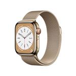 Apple Watch S8 41mm LTE Caja de acero inoxidable Oro y correa Loop Milanese Oro