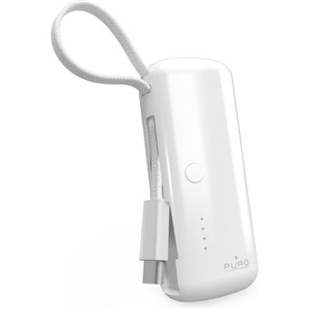 Powerbank Puro Power Link 5000 mAh con cable integrado USB-C Blanco