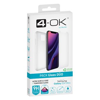 Pack Glass Dúo Funda protectora 4-Ok Protek + Protector Tempered Glass de vidrio templado para Samsung Galaxy S24 Ultra
