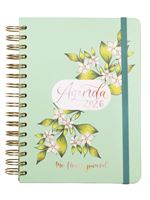 Agenda Espiral Doble Finocam The Flower Journal Ene-dic 2026 E10 - 155x212 Mm 1 Día Página Verde Español