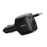 Cargador de coche con cable retráctil Belkin BoostCharge 75W USB-C Negro