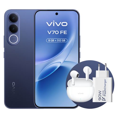 Bundle Vivo V70 Fe 5g 6,83" 512gb Ocean Blue + Auriculares Noise Cancelling Vivo Buds Air3 Con Estuche De Carga + Cargador Vivo 90w Flashcharge