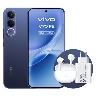 Bundle Vivo V70 FE 5G 6,83" 512GB Ocean Blue + Auriculares Noise Cancelling Vivo Buds Air3 con estuche de carga + Cargador Vivo 90W FlashCharge