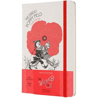 Cuaderno Moleskine El Mago de Oz Campo de amapolas large rayas tapa dura rojo